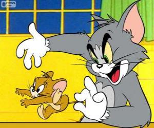 Puzzle Η γάτα Tom συλλάβει Jerry το ποντίκι